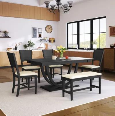 Merax 6-Piece Wood Half Round Dining Table Set