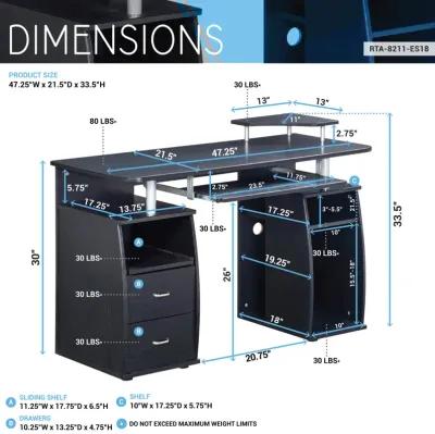 Complete Computer Workstation Desk With Storage, Espresso