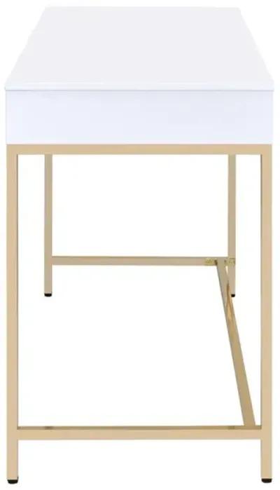 Ottey Desk in White High Gloss & Gold 92540