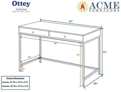 Ottey Desk in White High Gloss & Gold 92540