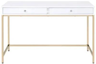 Ottey Desk in White High Gloss & Gold 92540