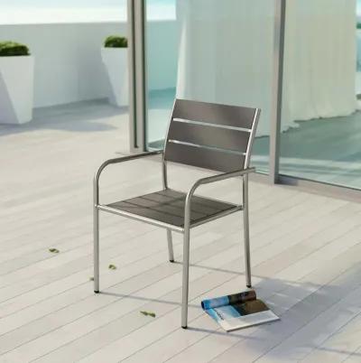 Modway Shore Aluminum Outdoor Patio Armchair in Silver Gray