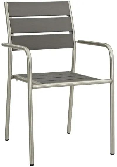 Modway Shore Aluminum Outdoor Patio Armchair in Silver Gray