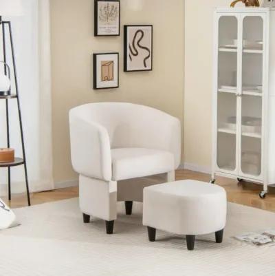 Hivvago Upholstered Velvet Barrel Chair with Ottoman