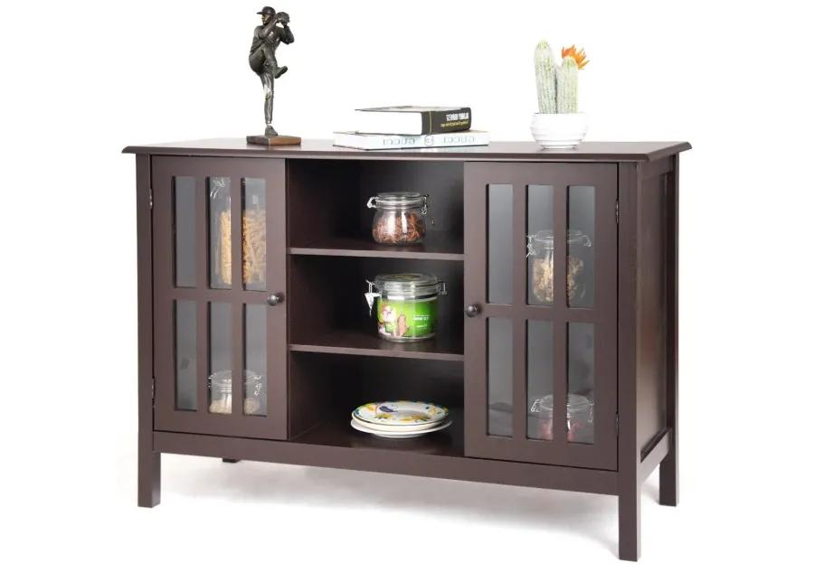 Hivvago Brown Wood 43-inch TV Stand Storage Cabinet Console Table