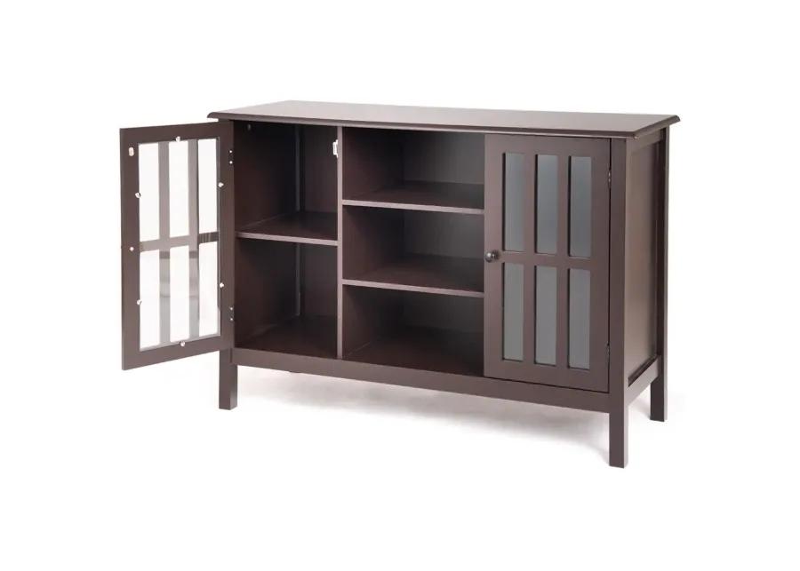 Hivvago Brown Wood 43-inch TV Stand Storage Cabinet Console Table