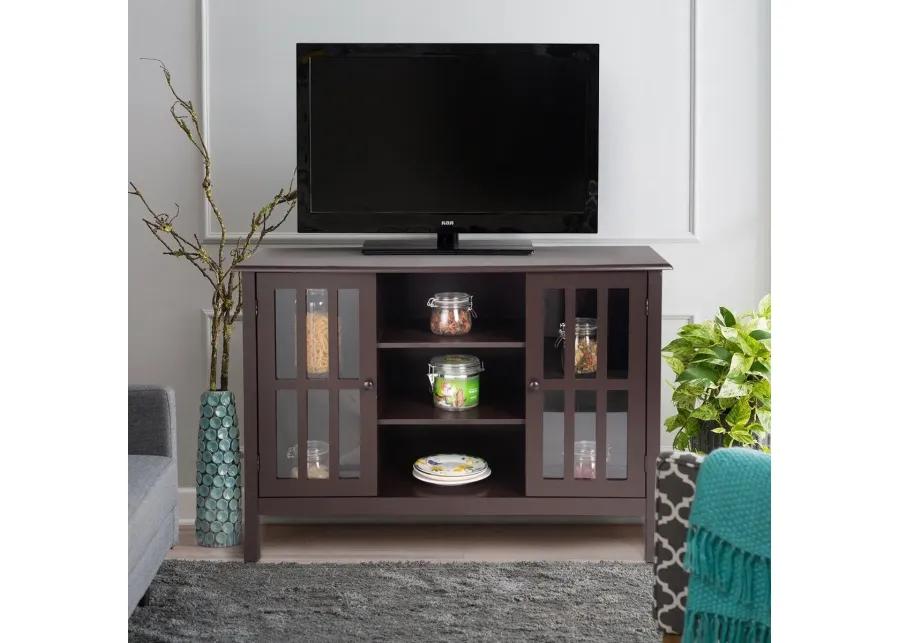 Hivvago Brown Wood 43-inch TV Stand Storage Cabinet Console Table