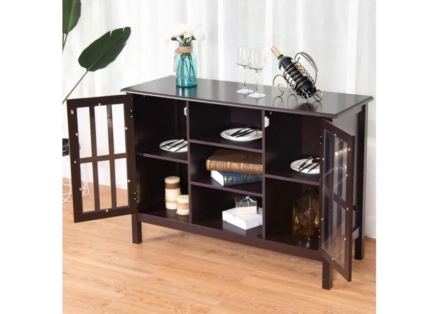 Hivvago Brown Wood 43-inch TV Stand Storage Cabinet Console Table