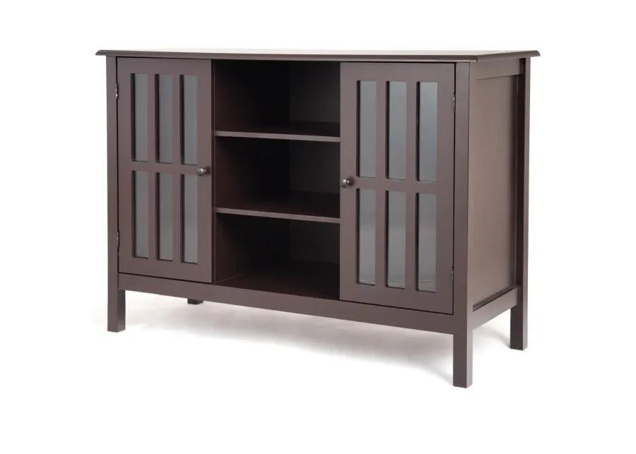 Hivvago Brown Wood 43-inch TV Stand Storage Cabinet Console Table