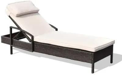 Outdoor Brown Wicker Rattan Sunloungers