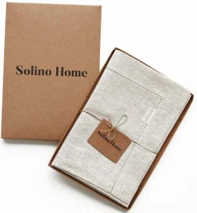 Solino Home 100% Pure Linen Dinner Napkins 20 x 20 Inch Set of 6 | Classic Hemstitch