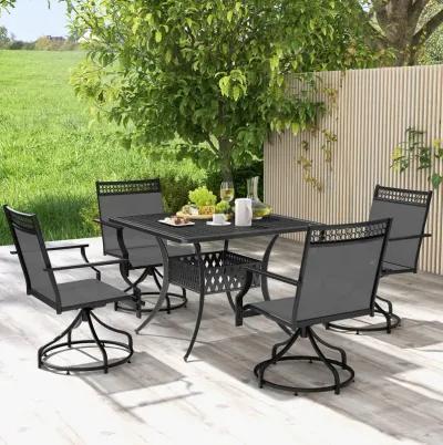 Patio Swivel Dining Chairs Set of 2 with Heavy-duty Metal Frame and Armrests