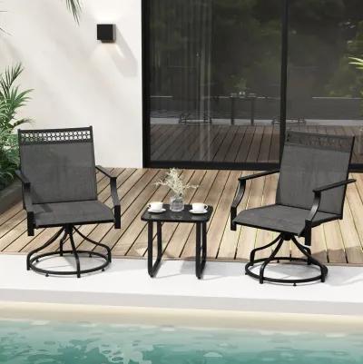 Patio Swivel Dining Chairs Set of 2 with Heavy-duty Metal Frame and Armrests