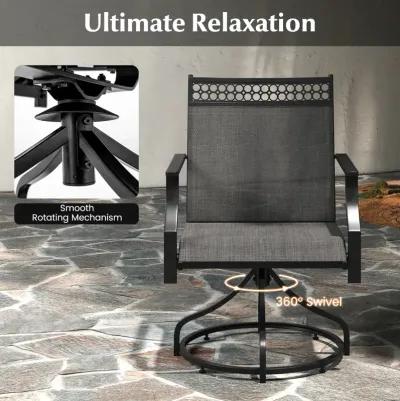 Patio Swivel Dining Chairs Set of 2 with Heavy-duty Metal Frame and Armrests