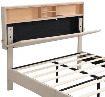 Merax Upholstered Platform Bed with Storage Headboard