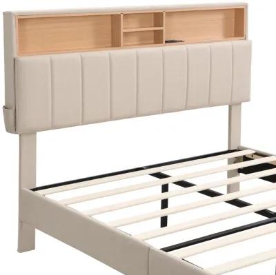 Merax Upholstered Platform Bed with Storage Headboard