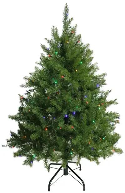 4' Pre-Lit Full Northern Pine Artificial Christmas Tree - Multicolor LED Lights