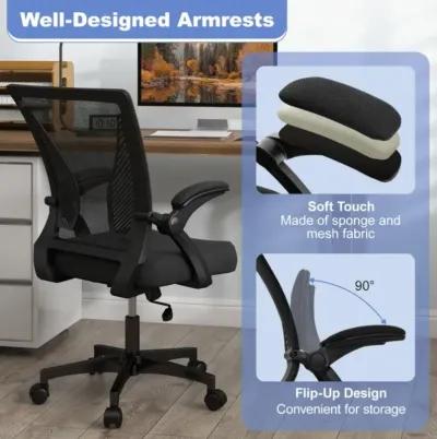 Hivvago Ergonomic Office Chair Adjustable Swivel Chair with Flip-Up Armrests and Rocking Backrest