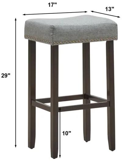 Set of 2 Nailhead Saddle Bar Stools 29 Inch Height