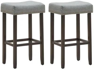 Set of 2 Nailhead Saddle Bar Stools 29 Inch Height