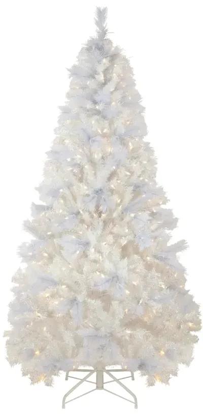 7.5' Pre-Lit Seneca White Spruce Artificial Christmas Tree  Dual Function LED Lights