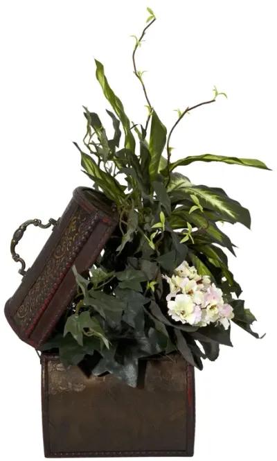 HomPlanti African Violet, Dieffenbachia & Ivy w/Chest Silk Plant