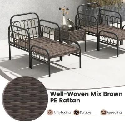 5 Piece Patio Conversation Set with Ottomans and Coffee Table