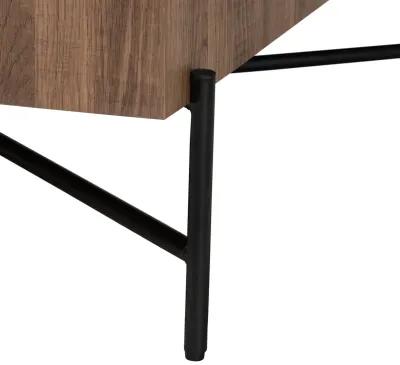 Baxton Studio Savion Modern Walnut Brown Finished Wood and Black Metal Coffee Table