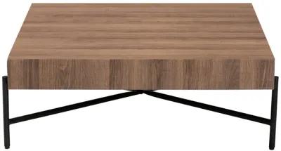 Baxton Studio Savion Modern Walnut Brown Finished Wood and Black Metal Coffee Table