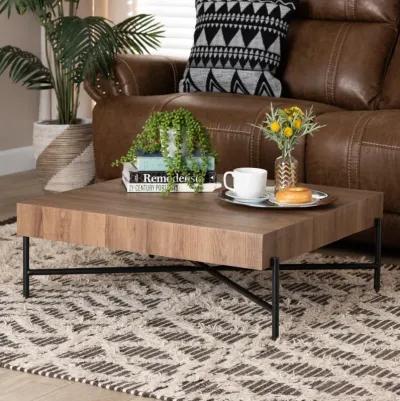 Baxton Studio Savion Modern Walnut Brown Finished Wood and Black Metal Coffee Table