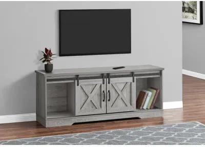 Monarch Specialties I 2747 Tv Stand, 60 Inch, Console, Media Entertainment Center, Storage Cabinet, Living Room, Bedroom, Laminate, Grey, Transitional