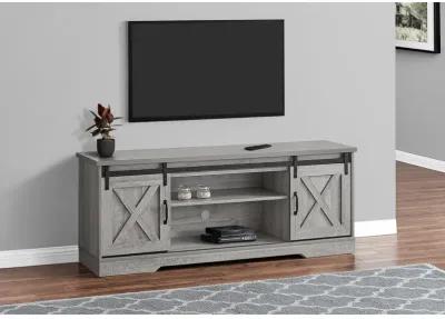 Monarch Specialties I 2747 Tv Stand, 60 Inch, Console, Media Entertainment Center, Storage Cabinet, Living Room, Bedroom, Laminate, Grey, Transitional