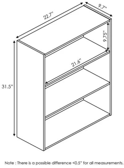 Furinno Pasir 3-Tier Open Shelf Bookcase, French Oak Grey