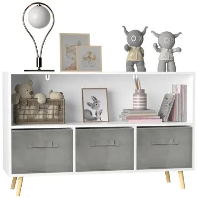 Kids Bookcase with Fabric Drawers & Toy Storage