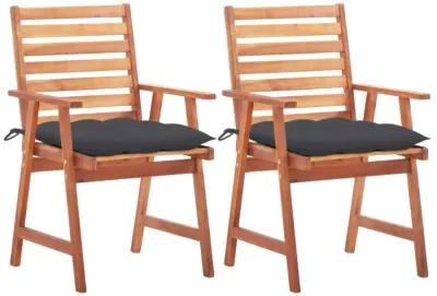 vidaXL Patio Dining Chairs 2 pcs with Cushions Solid Acacia Wood