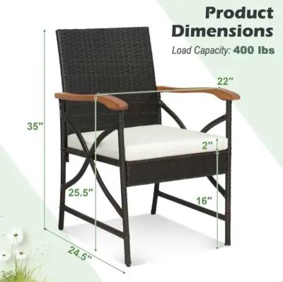 Hivvago Set of 2/4 Patio Wicker Chairs with Soft Zippered Cushion