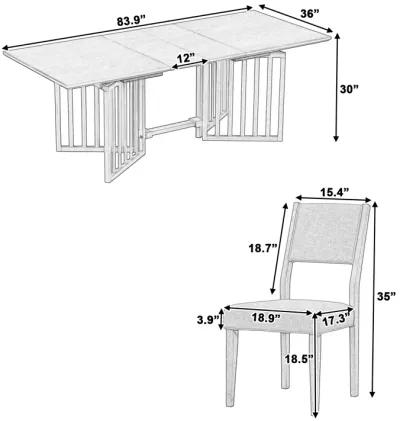 Merax Farmhouse 9-Piece Extendable Dining Table Chairs Set