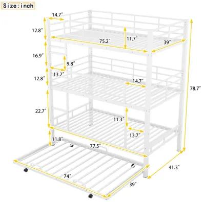 Merax Metal Triple Bunk Bed With Trundle