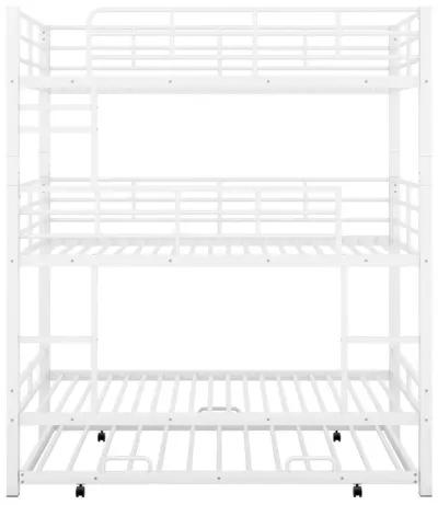 Merax Metal Triple Bunk Bed With Trundle