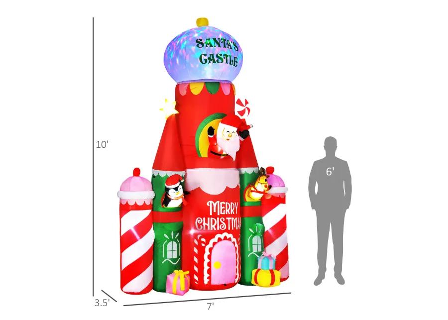 Giant 10ft Christmas Inflatables Decorations Candy Castle Santa Claus w/ Light