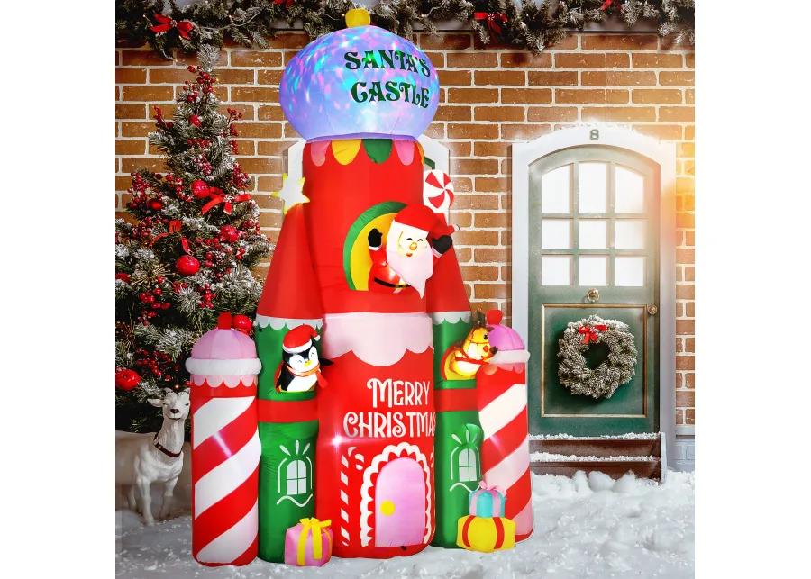 Giant 10ft Christmas Inflatables Decorations Candy Castle Santa Claus w/ Light