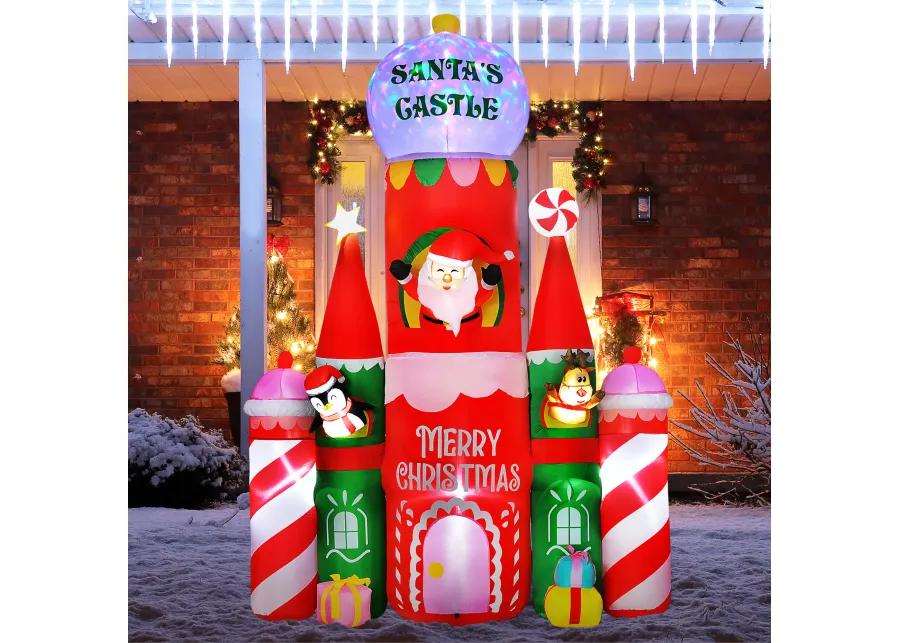 Giant 10ft Christmas Inflatables Decorations Candy Castle Santa Claus w/ Light