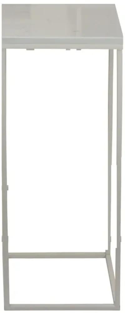 Plant Stand Table Set of 3, White Marble, Metal Frames, Square Tops - Benzara