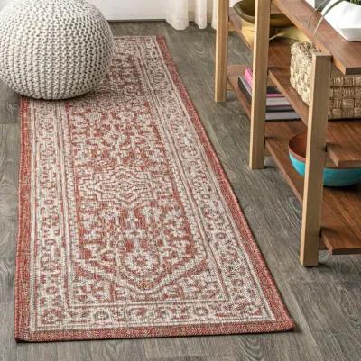 Sinjuri Medallion Textured Weave Indoor/Outdoor Area Rug