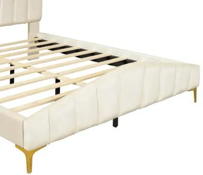 Merax Velvet Platform Bed with Metal Leg