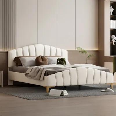 Merax Velvet Platform Bed with Metal Leg