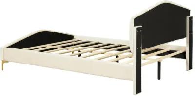 Merax Velvet Platform Bed with Metal Leg