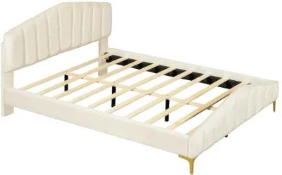 Merax Velvet Platform Bed with Metal Leg