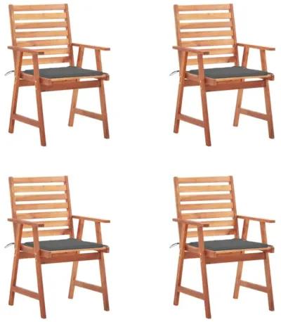 vidaXL Patio Dining Chairs 4 pcs with Cushions Solid Acacia Wood