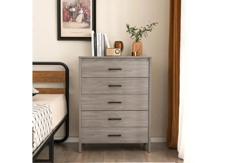 Modern 5-Drawer Multipurpose Chest Dresser with Metal Handles